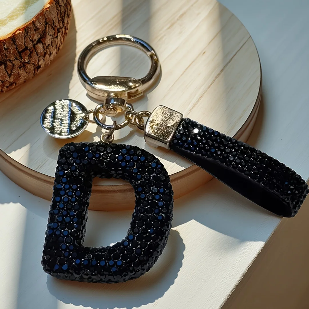 26-Letter Creative Rhinestone Keychain, Cross-Border Trendy Bag Charm & Car Key Accessory