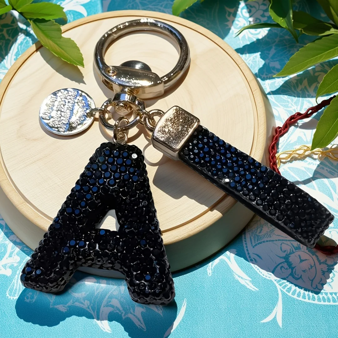 26-Letter Creative Rhinestone Keychain, Cross-Border Trendy Bag Charm & Car Key Accessory
