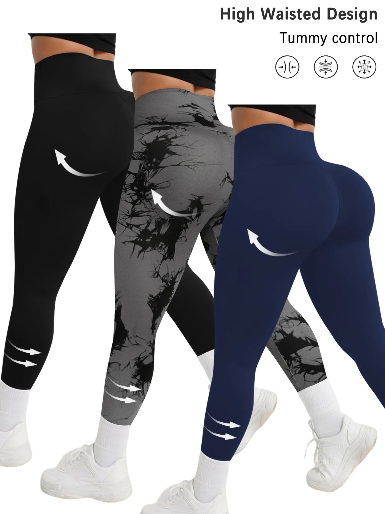 3 Pack Super Soft Leggings for Women, High Waisted Tummy Control No See Through Workout Yoga Running Pants Leggings