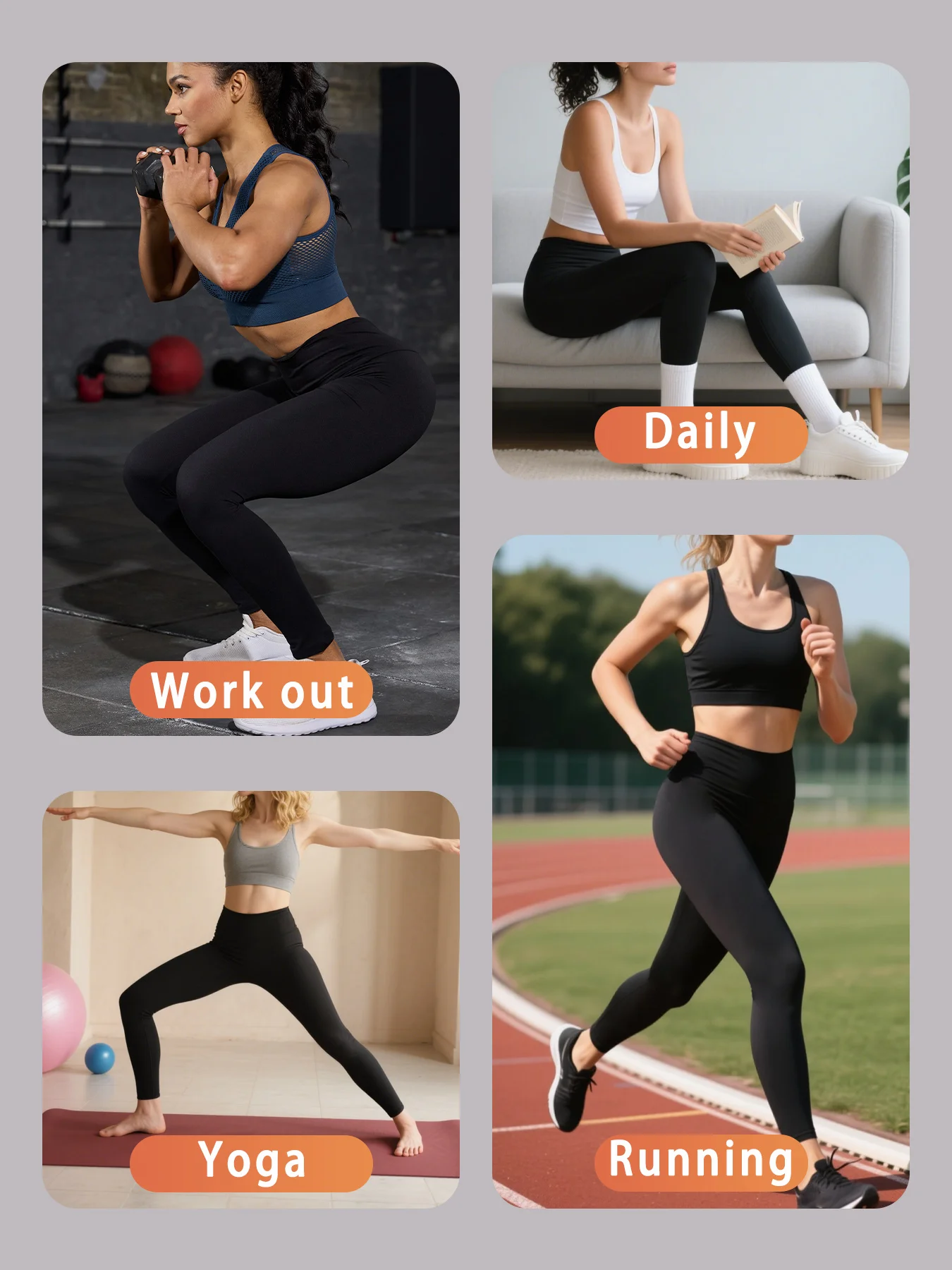 3 Pack Super Soft Leggings for Women, High Waisted Tummy Control No See Through Workout Yoga Running Pants Leggings