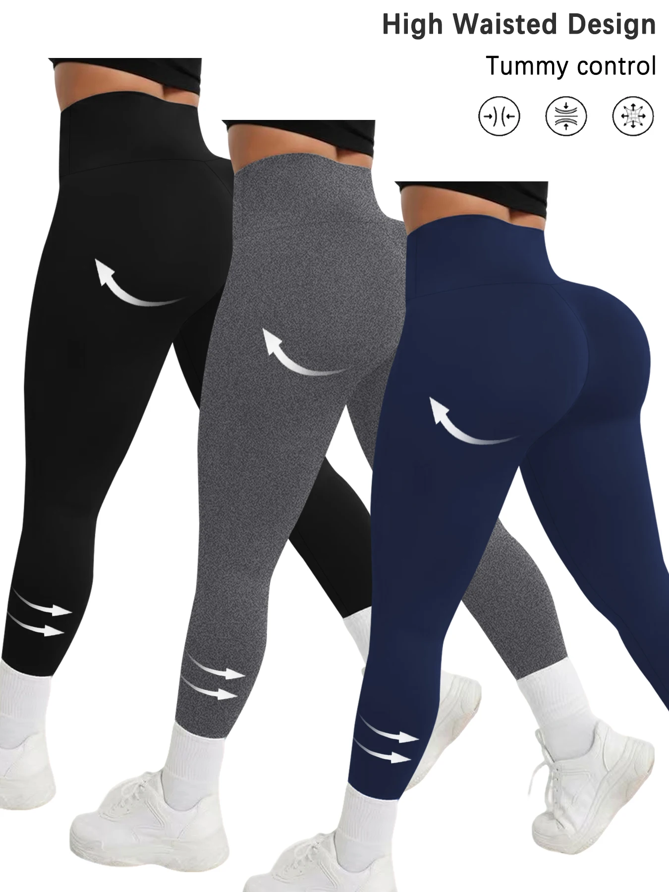 3 Pack Super Soft Leggings for Women, High Waisted Tummy Control No See Through Workout Yoga Running Pants Leggings