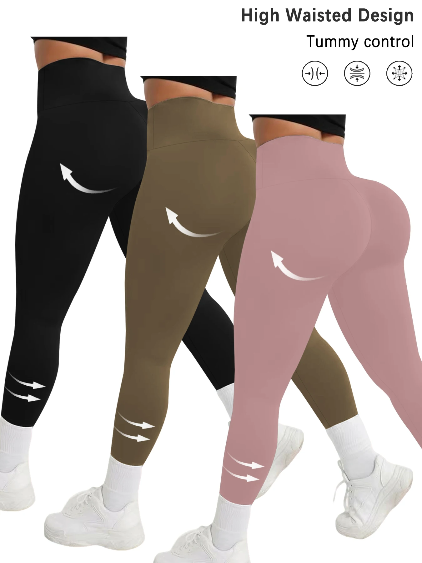 3 Pack Super Soft Leggings for Women, High Waisted Tummy Control No See Through Workout Yoga Running Pants Leggings