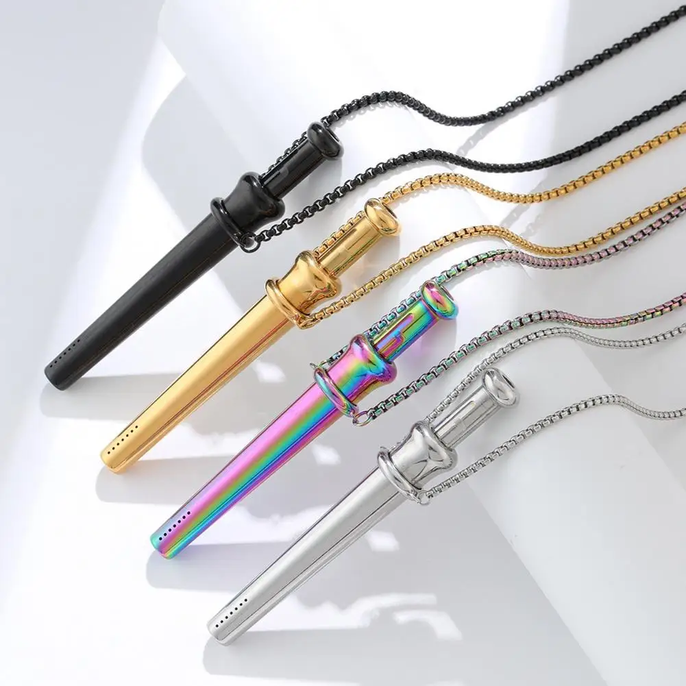 Stainless Steel Anxiety Relief Breathing Necklace Large Size Meditation Pendant for Stress Calm Quit Smoking Vaping Aid Jewelry