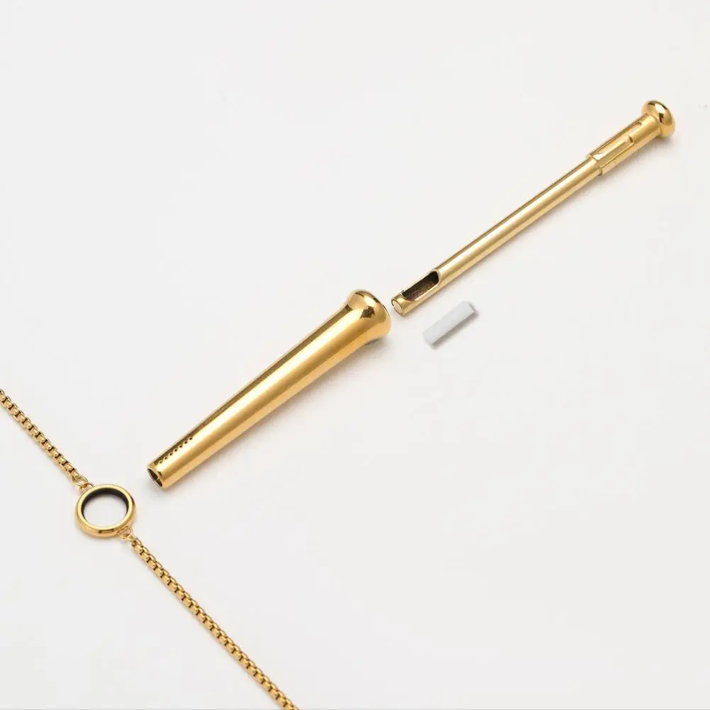 Stainless Steel Anxiety Relief Breathing Necklace Large Size Meditation Pendant for Stress Calm Quit Smoking Vaping Aid Jewelry
