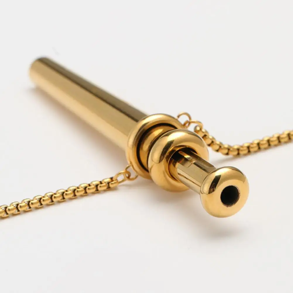 Stainless Steel Anxiety Relief Breathing Necklace Large Size Meditation Pendant for Stress Calm Quit Smoking Vaping Aid Jewelry