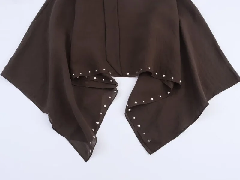 Women's Casual Loose Batwing Sleeve Off Shoulder Top with Studs - Spring Summer Fashion Blouse for Daily Outings & Travel