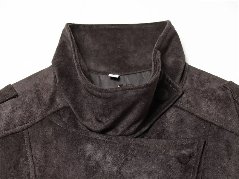 Women's Jacket 2026 New Fashion Spring Long Sleeve Motorcycle Style Jacket Dark Chocolate Color Personality Chic Ladies Outwear