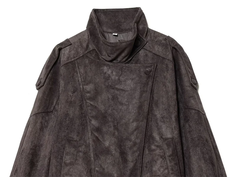 Women's Jacket 2026 New Fashion Spring Long Sleeve Motorcycle Style Jacket Dark Chocolate Color Personality Chic Ladies Outwear