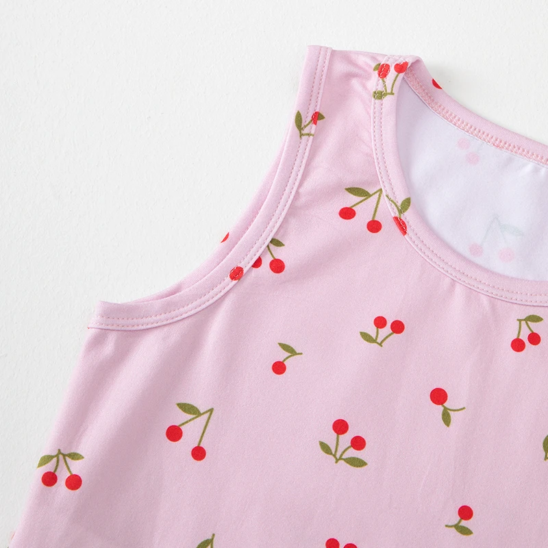 4-Piece Set of Girls' Four Season Comfortable Versatile Vest, Cute Printed Top, Children's Casual Sleeveless T-Shirt, Base Shirt