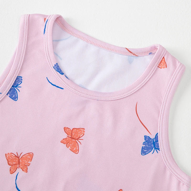 4-Piece Set of Girls' Four Season Comfortable Versatile Vest, Cute Printed Top, Children's Casual Sleeveless T-Shirt, Base Shirt