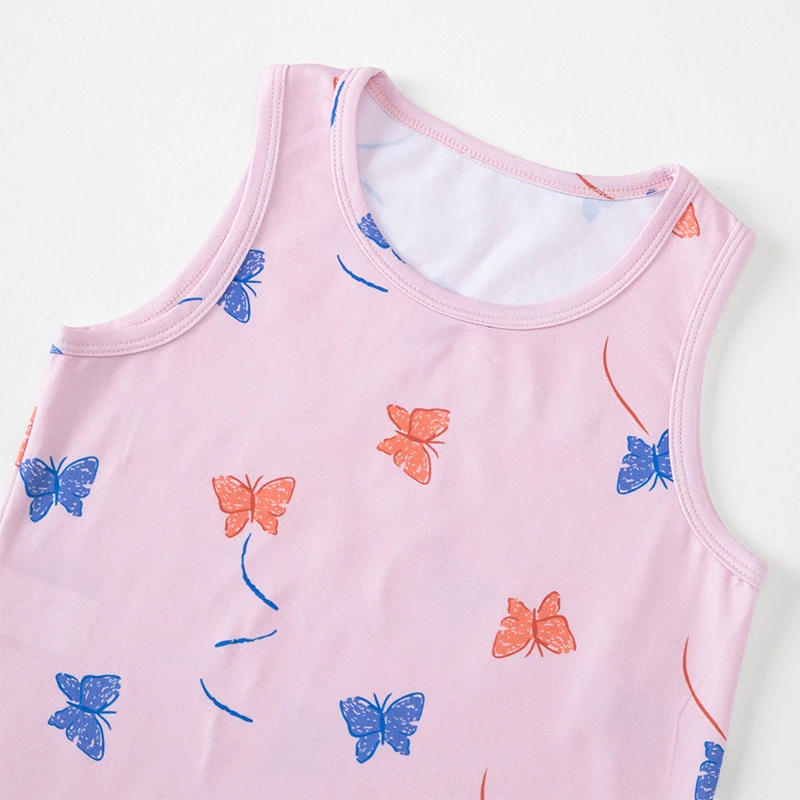 4-Piece Set of Girls' Four Season Comfortable Versatile Vest, Cute Printed Top, Children's Casual Sleeveless T-Shirt, Base Shirt