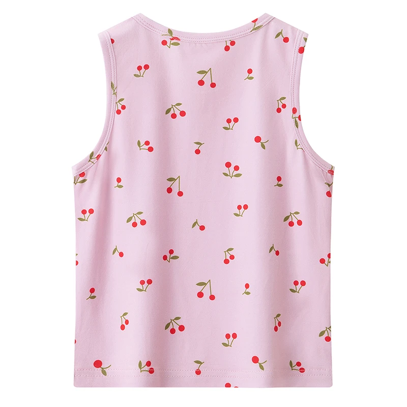 4-Piece Set of Girls' Four Season Comfortable Versatile Vest, Cute Printed Top, Children's Casual Sleeveless T-Shirt, Base Shirt
