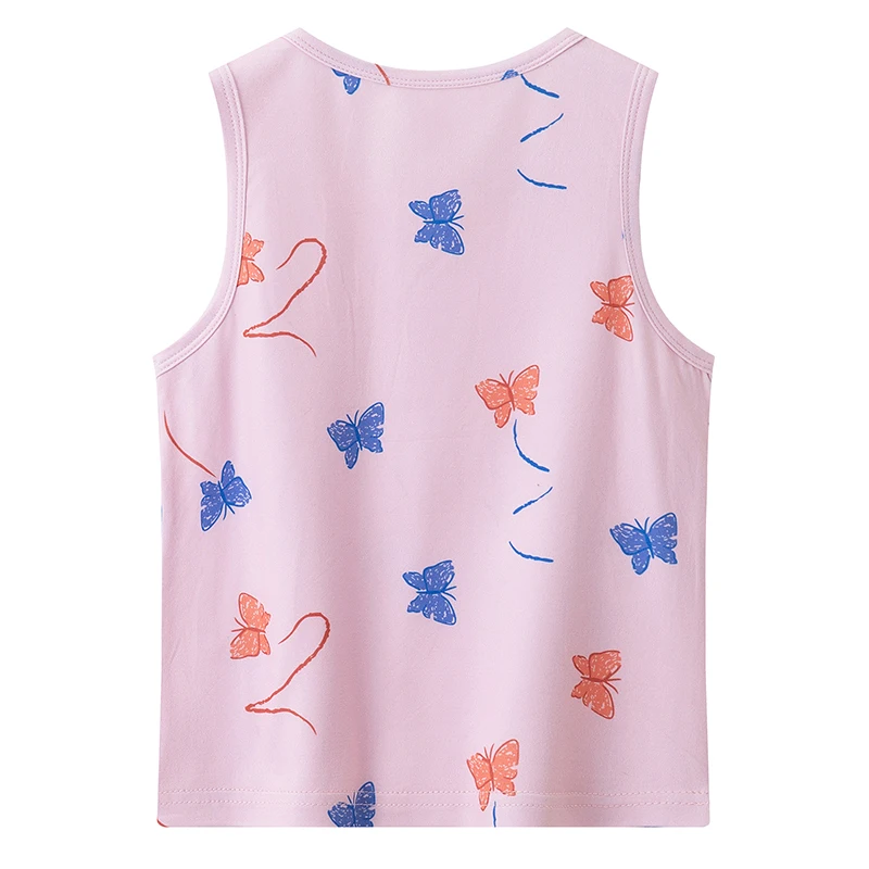 4-Piece Set of Girls' Four Season Comfortable Versatile Vest, Cute Printed Top, Children's Casual Sleeveless T-Shirt, Base Shirt