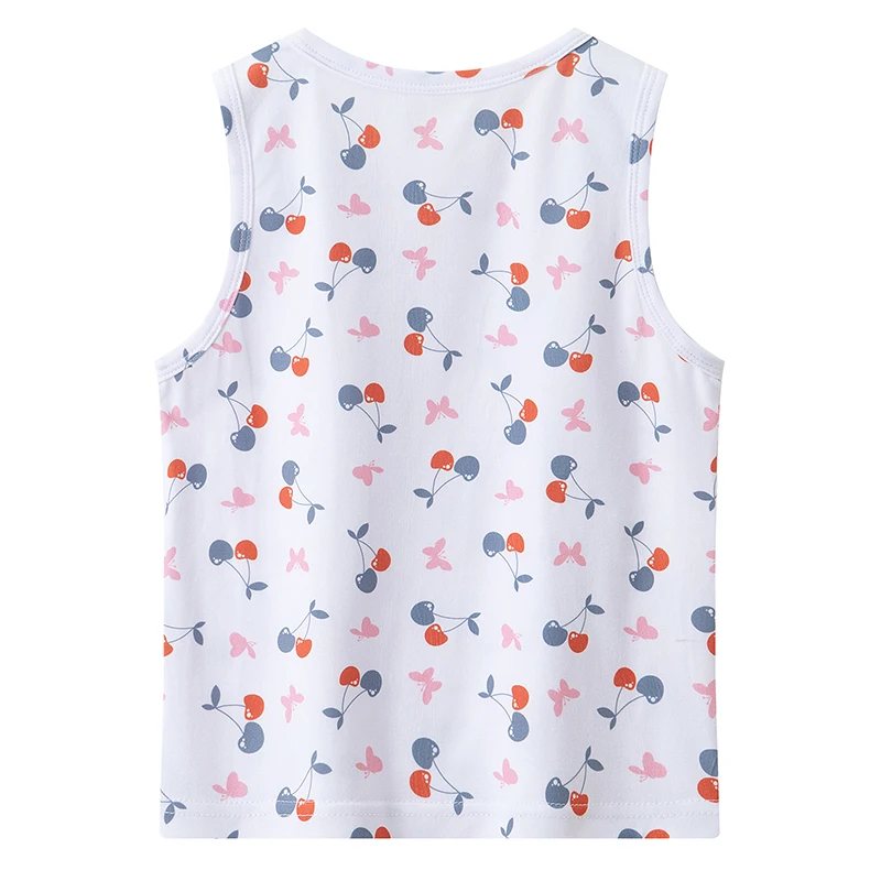 4-Piece Set of Girls' Four Season Comfortable Versatile Vest, Cute Printed Top, Children's Casual Sleeveless T-Shirt, Base Shirt