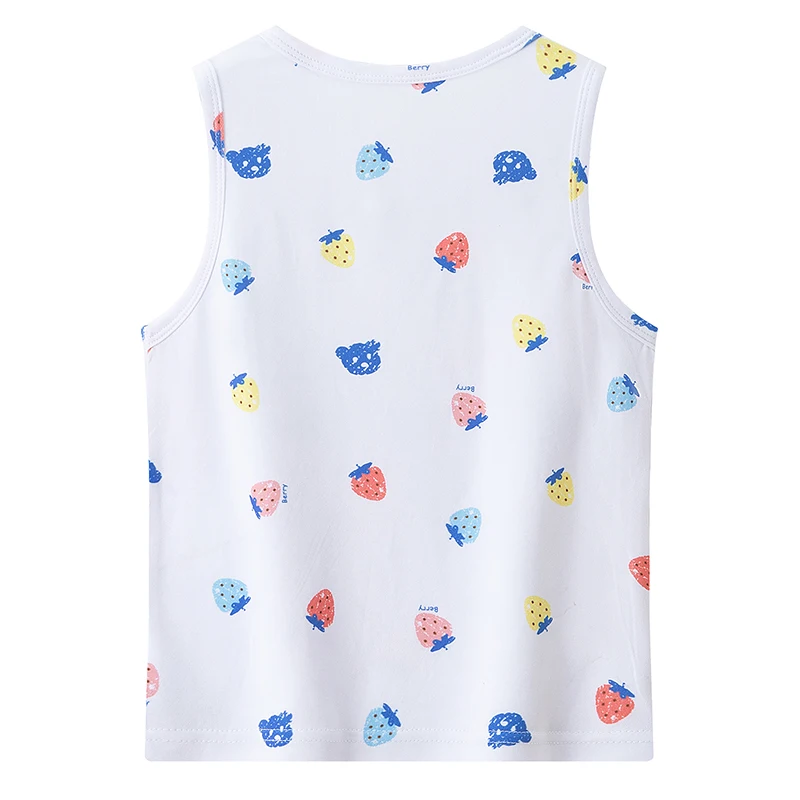 4-Piece Set of Girls' Four Season Comfortable Versatile Vest, Cute Printed Top, Children's Casual Sleeveless T-Shirt, Base Shirt