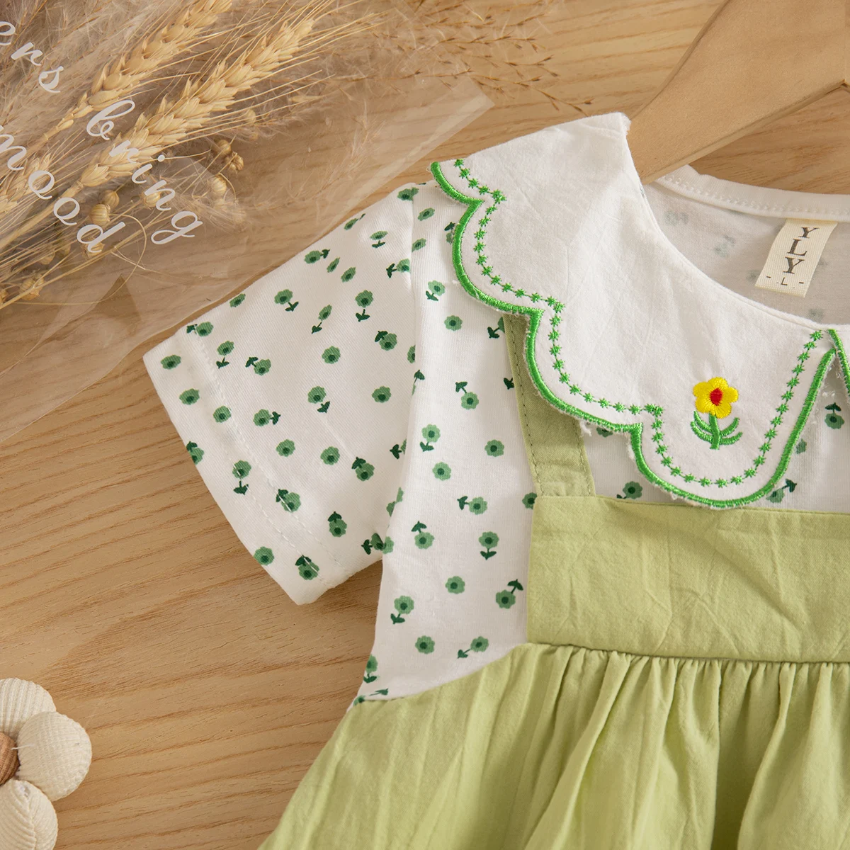 Baby Girl Dress Summer Cotton Flower Collar Short Sleeved Girls Dresses Cartoon Cute Casual Baby Girl Clothing
