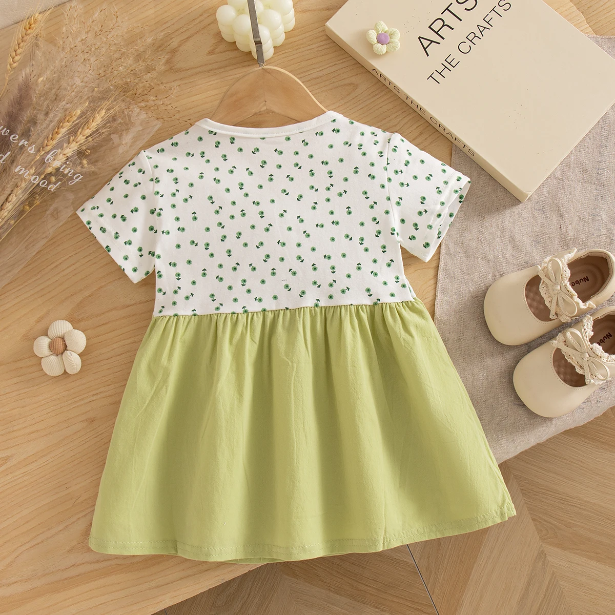 Baby Girl Dress Summer Cotton Flower Collar Short Sleeved Girls Dresses Cartoon Cute Casual Baby Girl Clothing