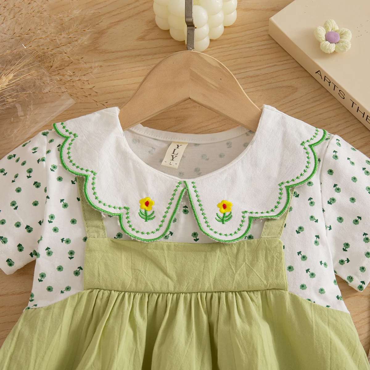 Baby Girl Dress Summer Cotton Flower Collar Short Sleeved Girls Dresses Cartoon Cute Casual Baby Girl Clothing