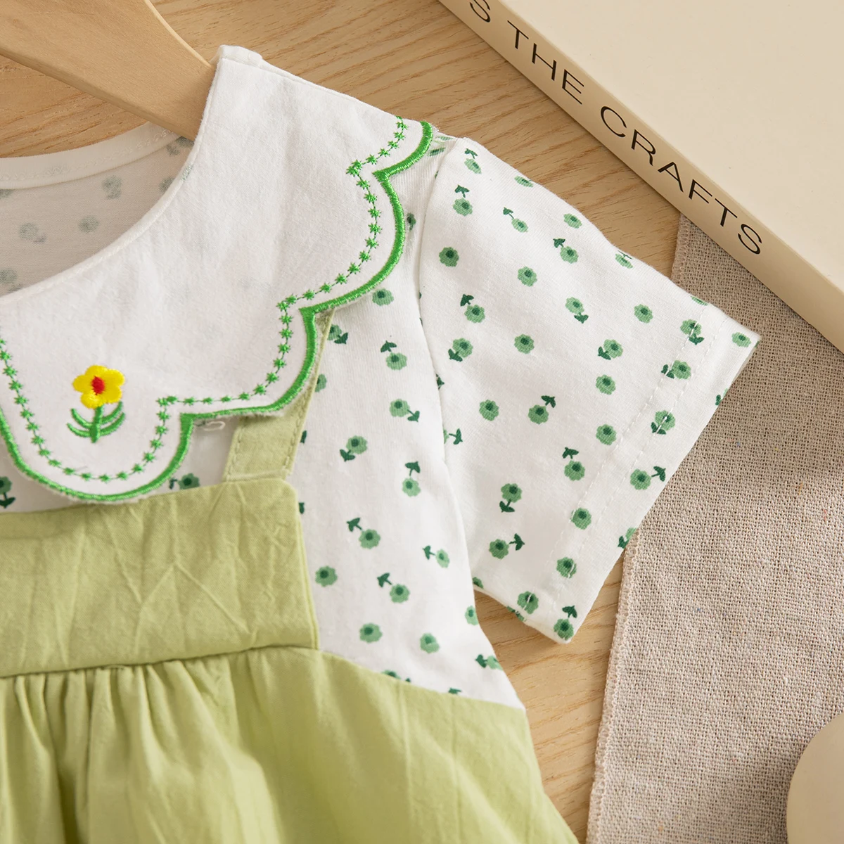 Baby Girl Dress Summer Cotton Flower Collar Short Sleeved Girls Dresses Cartoon Cute Casual Baby Girl Clothing