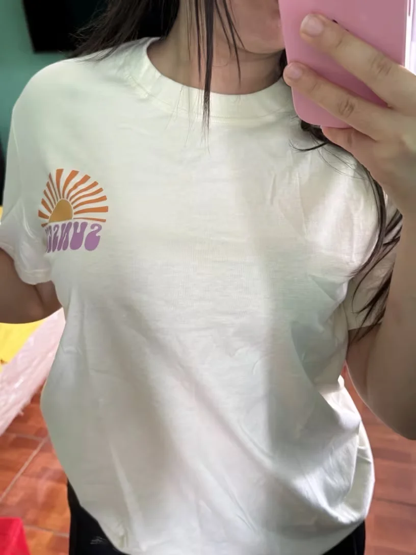 Women's Cotton T-shirt Summer Lady Casual Short Sleeve Heart-shaped Graphic Shirts Woman Daily Wear Basic Top Minimalist Tee
