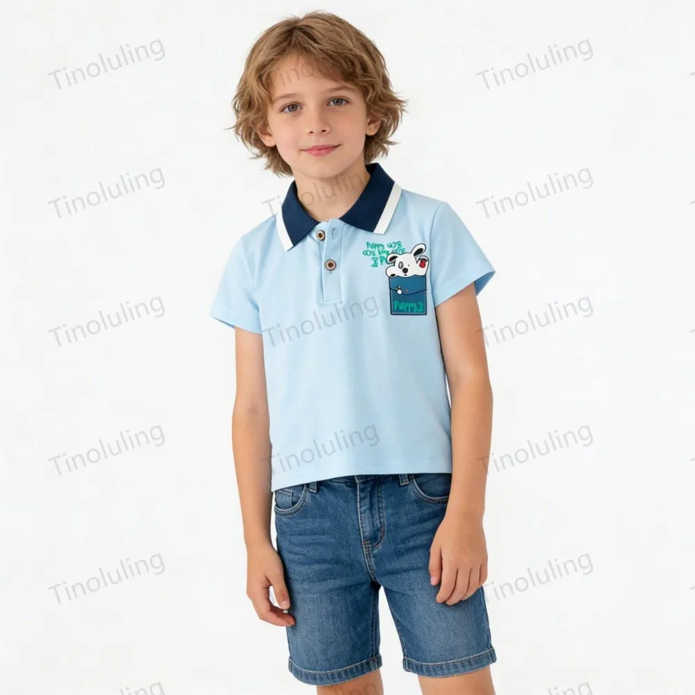 100% Cotton Boys Polo Shirts Kids Toddler Baby 1 to 2 3 4 5 6 7 Years Plain White Blue Children Polos T Shirt Designer Clothes