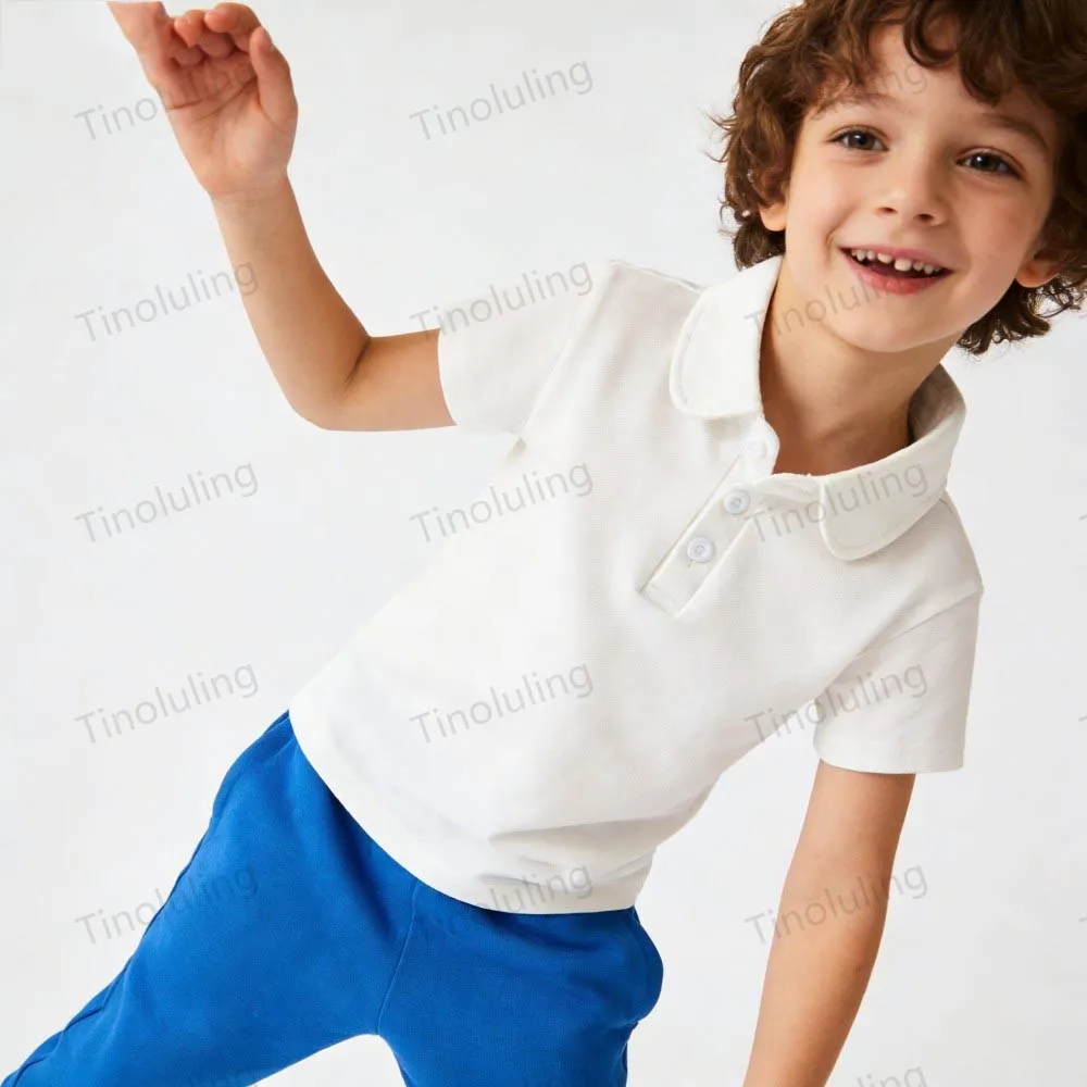 100% Cotton Boys Polo Shirts Kids Toddler Baby 1 to 2 3 4 5 6 7 Years Plain White Blue Children Polos T Shirt Designer Clothes