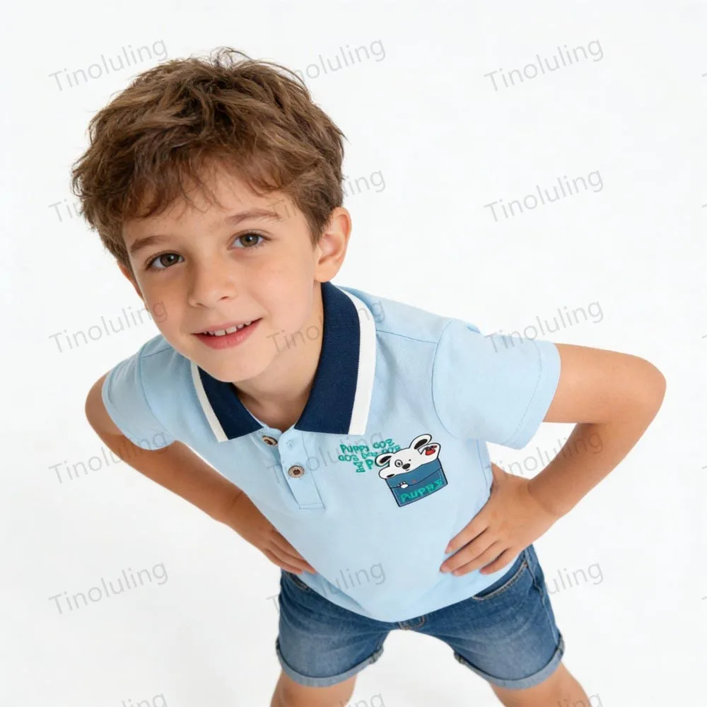 100% Cotton Boys Polo Shirts Kids Toddler Baby 1 to 2 3 4 5 6 7 Years Plain White Blue Children Polos T Shirt Designer Clothes
