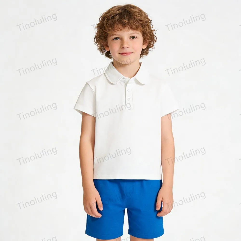 100% Cotton Boys Polo Shirts Kids Toddler Baby 1 to 2 3 4 5 6 7 Years Plain White Blue Children Polos T Shirt Designer Clothes