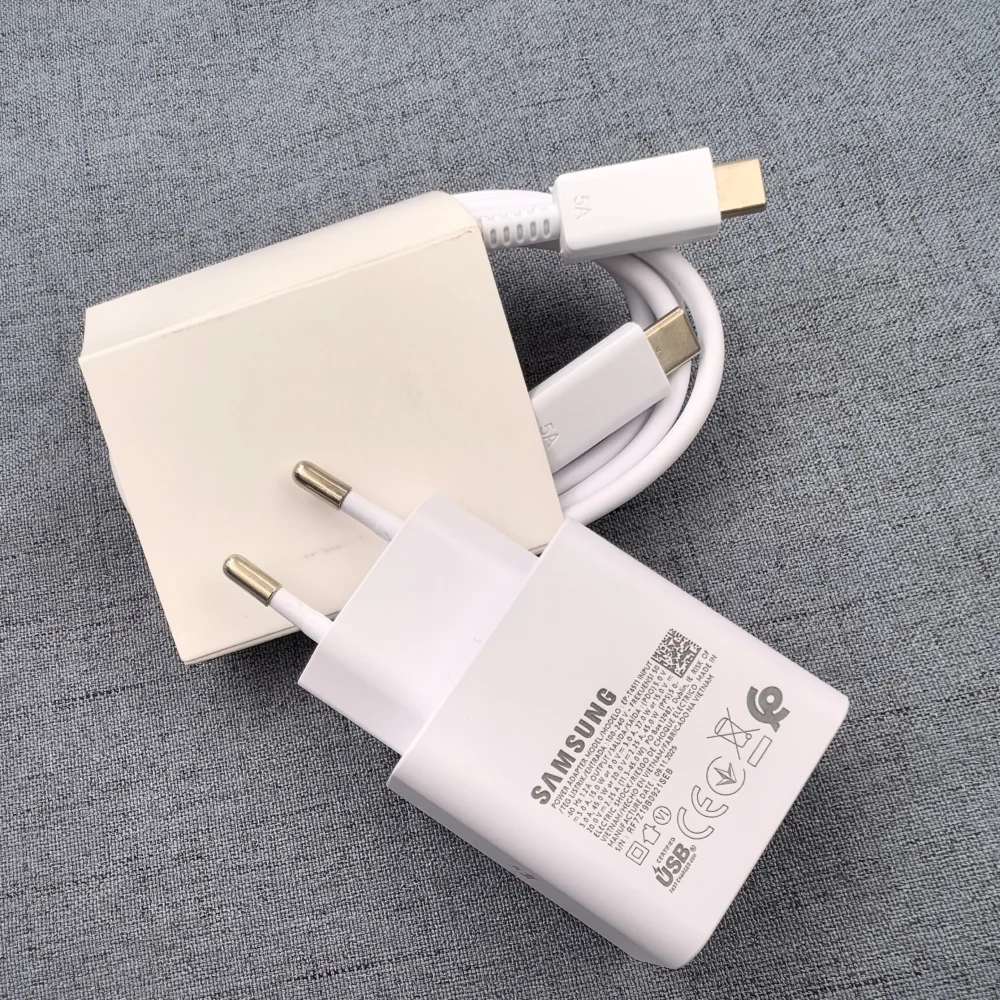 Samsung 45w Charger EU Super Fast Charge Adapter EP-T4511 For Galaxy S26 S25 S24 S23 Plus Ultra A55 M55 Flip Fold 7 8 & 5A Cable