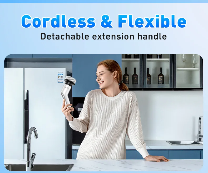 TINSOL 12 in 1 Electric Cleaning Brush with Telescopic Handle, Multifunctional Household Floor and Kitchen Cleaning Tool