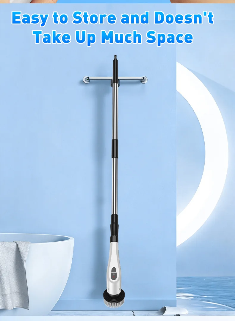 TINSOL 12 in 1 Electric Cleaning Brush with Telescopic Handle, Multifunctional Household Floor and Kitchen Cleaning Tool