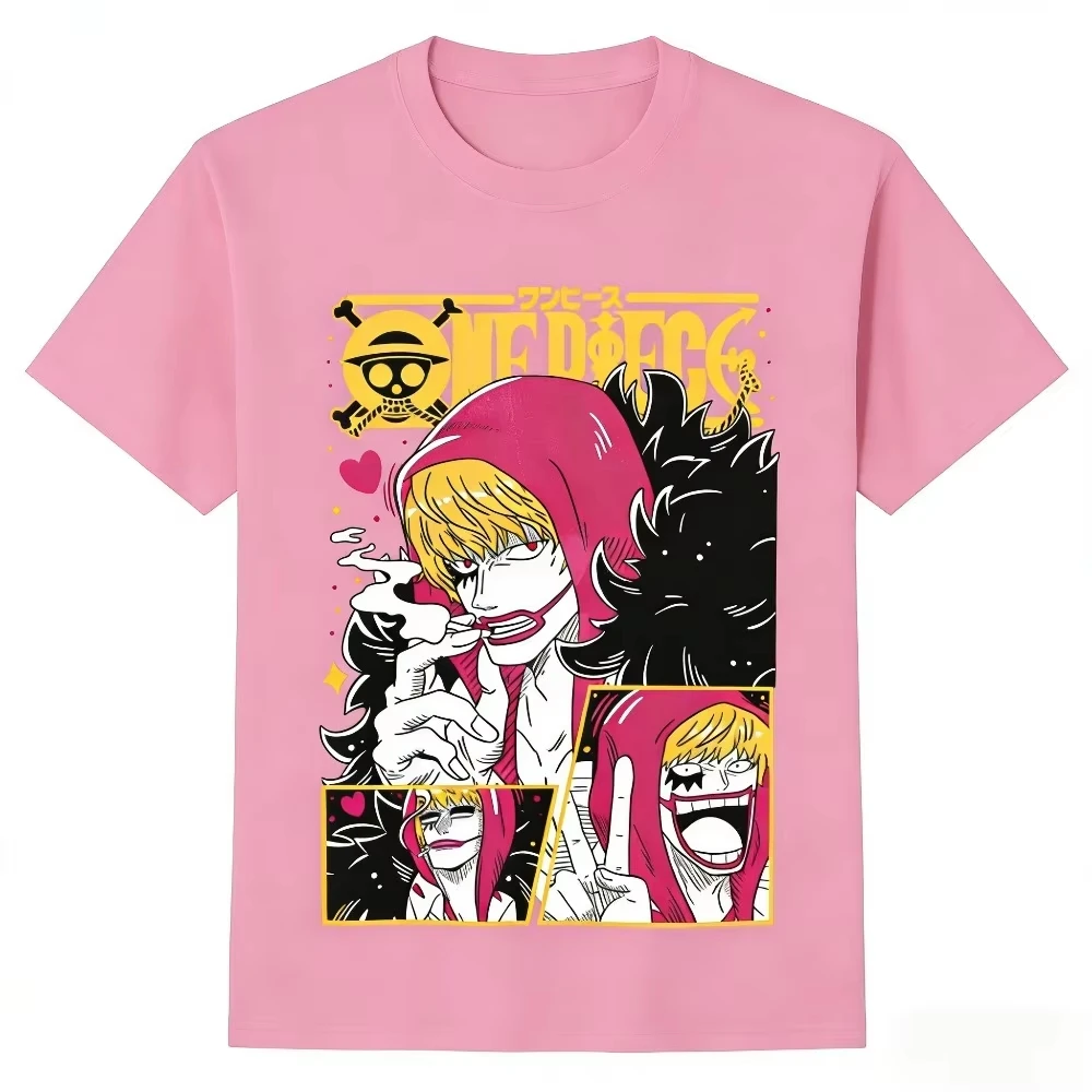 One Piece Donquixote Rosinante Unisex T-shirt 2026 Summer New Popular Anime Printed Casual Men and Women Short Sleeved Top