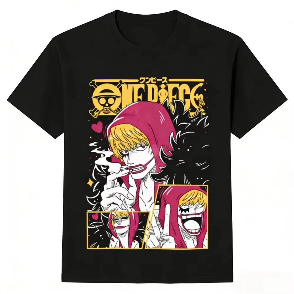 One Piece Donquixote Rosinante Unisex T-shirt 2026 Summer New Popular Anime Printed Casual Men and Women Short Sleeved Top