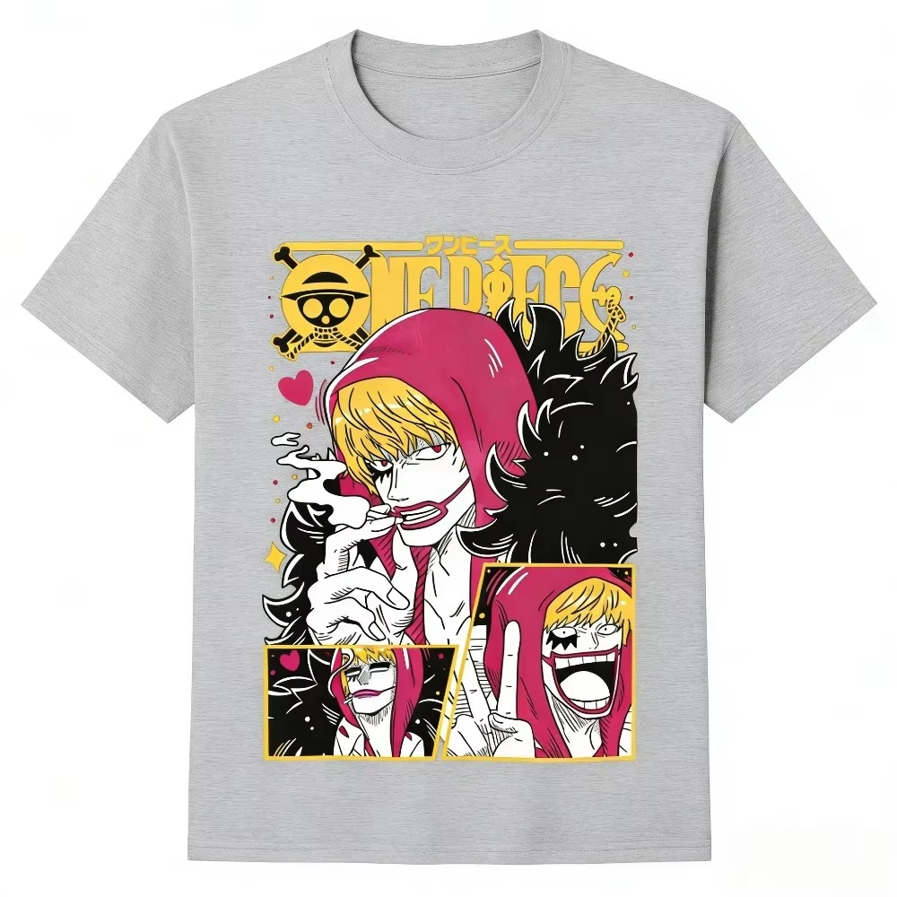One Piece Donquixote Rosinante Unisex T-shirt 2026 Summer New Popular Anime Printed Casual Men and Women Short Sleeved Top