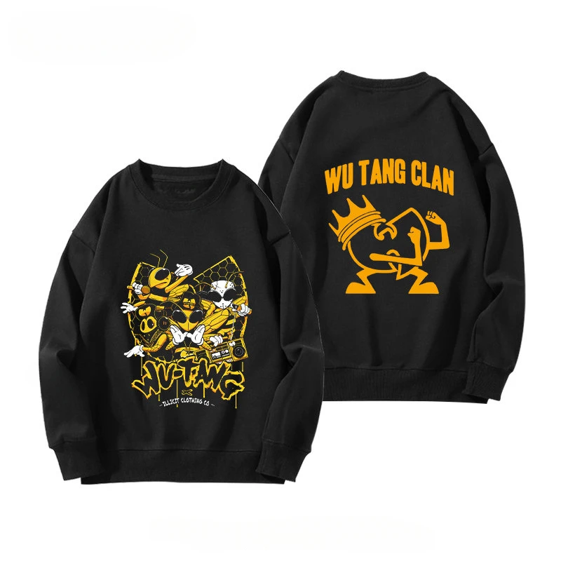 Fit Wu-Tang Clan - Round-neck Hoodie for Boys From The Wu-Tang Clan Retro Vintage High Street Stylish and Versatile Outerwear