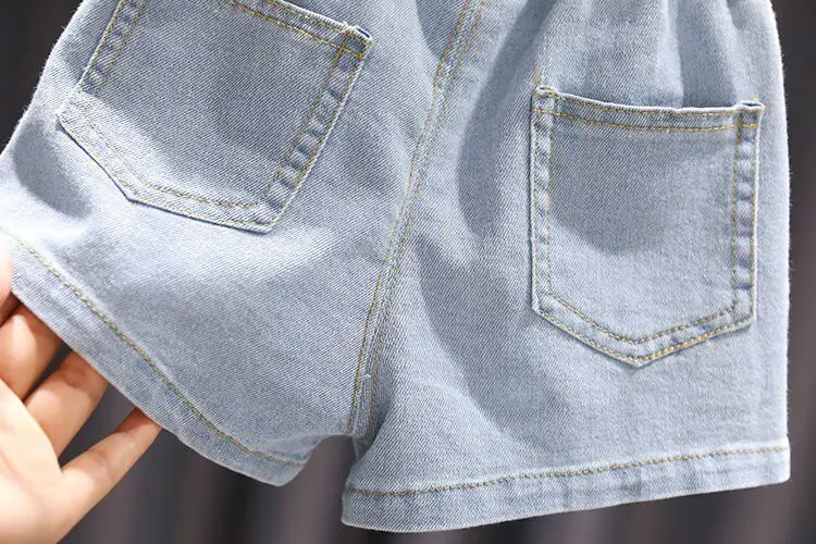 2026 New Summer Girls Denim Shorts Korean Style Trendy Casual Hot Pants For Toddler Baby Girls Fashion Streetwear