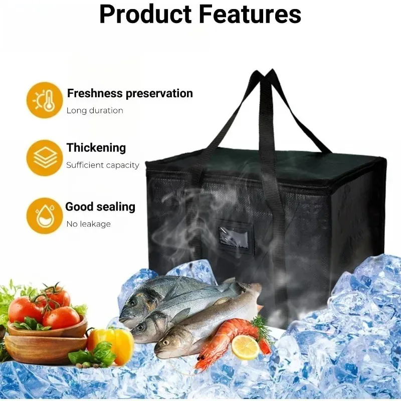Insulated Cooler Bag, Large Capacity Thermal Lunch Tote, Waterproof Portable Ice Pack for Picnic, Food Delivery, Outdoor Camping