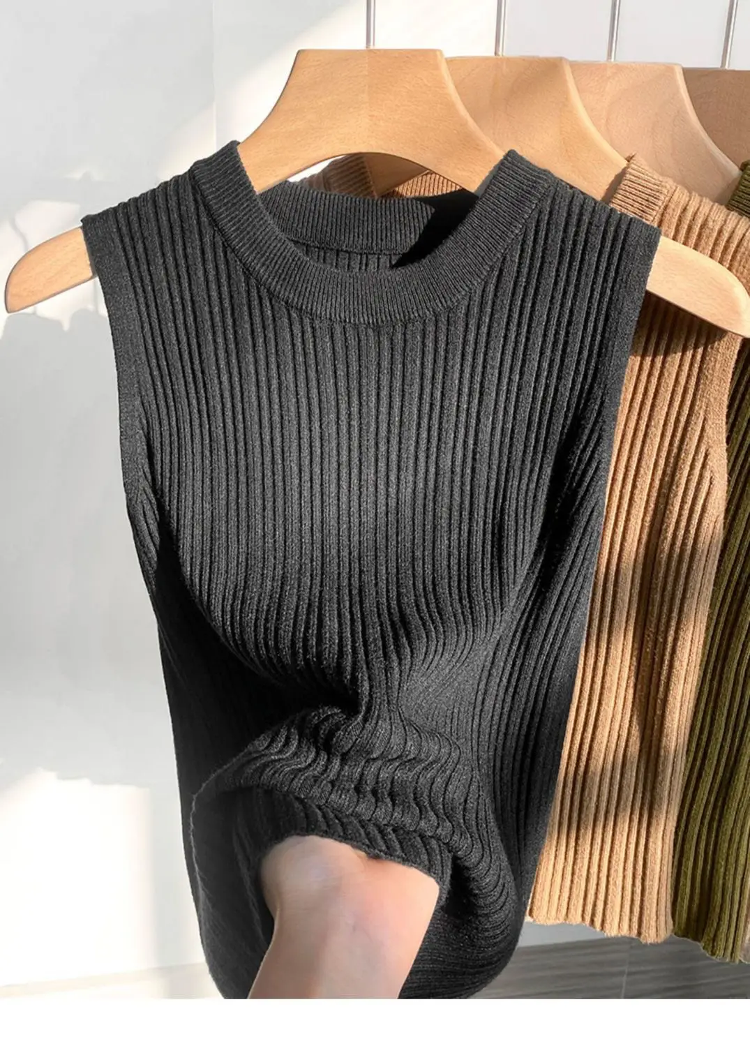 2026 Women Top Korea Knitted Vests O-neck Solid Tank Blusas Y2K Summer Fashion Female Sleeveless Casual Thin Tops