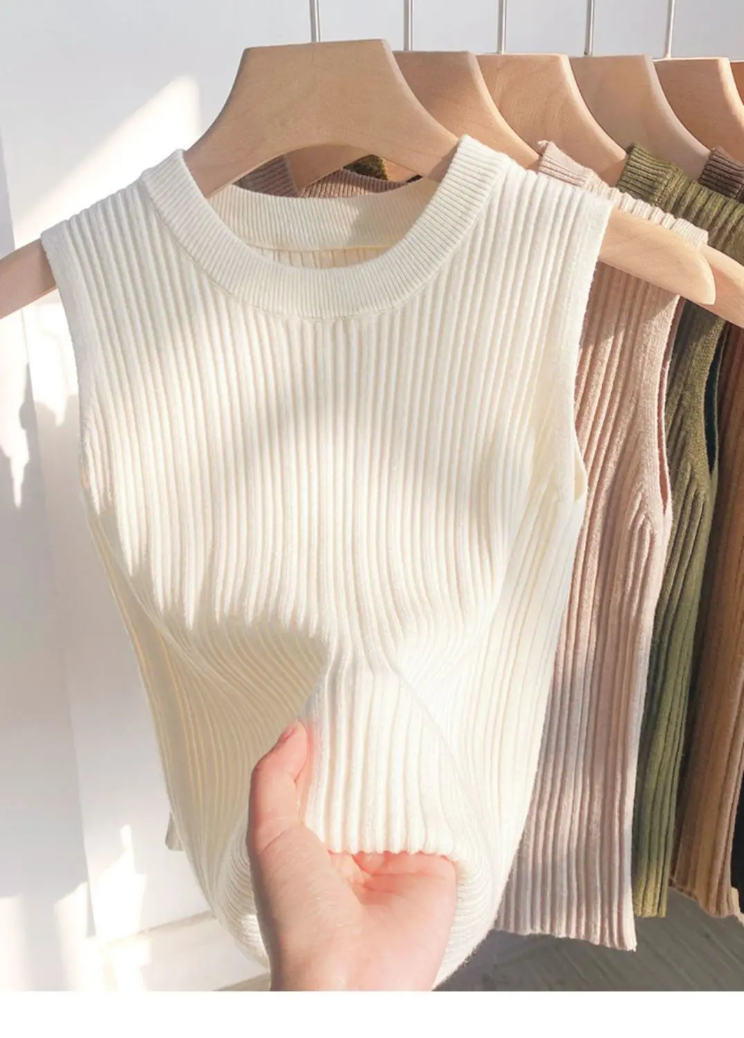 2026 Women Top Korea Knitted Vests O-neck Solid Tank Blusas Y2K Summer Fashion Female Sleeveless Casual Thin Tops