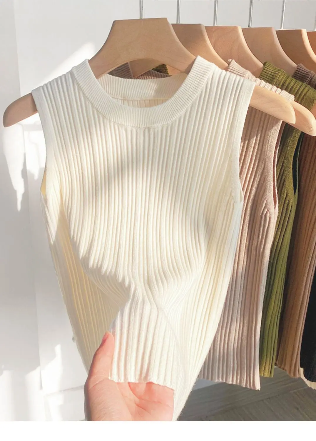 2026 Women Top Korea Knitted Vests O-neck Solid Tank Blusas Y2K Summer Fashion Female Sleeveless Casual Thin Tops