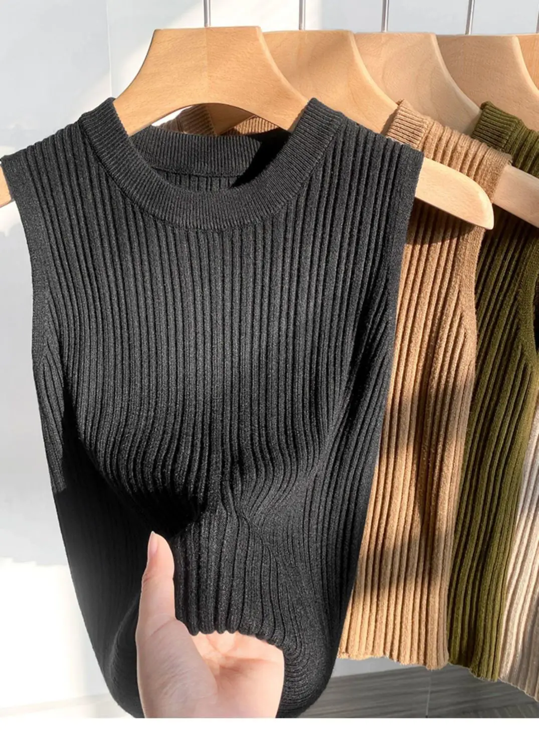 2026 Women Top Korea Knitted Vests O-neck Solid Tank Blusas Y2K Summer Fashion Female Sleeveless Casual Thin Tops