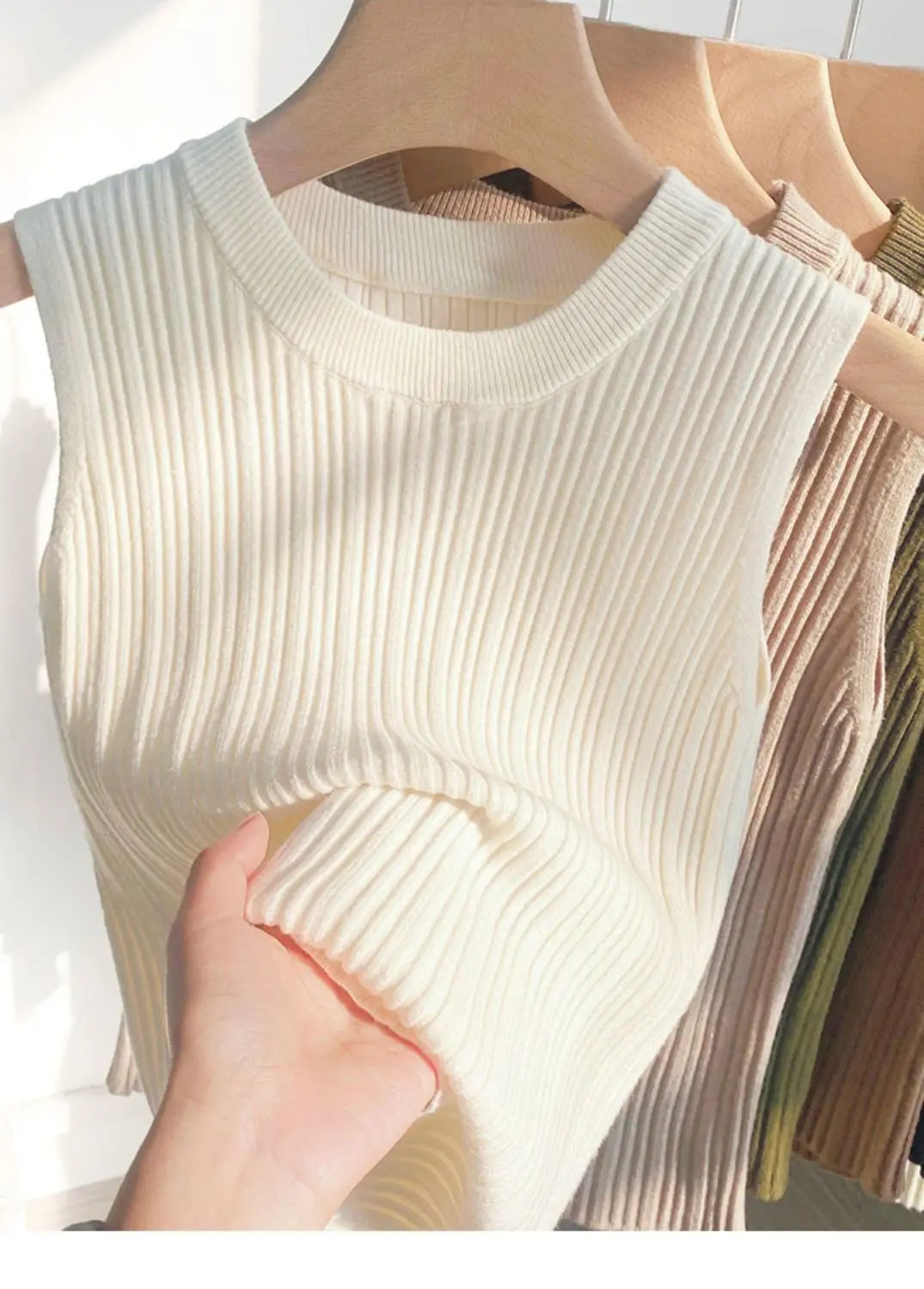 2026 Women Top Korea Knitted Vests O-neck Solid Tank Blusas Y2K Summer Fashion Female Sleeveless Casual Thin Tops