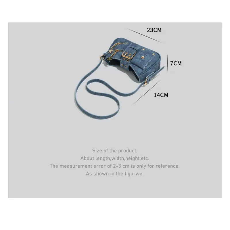2026 New CEEKAY Denim Shoulder Bag, Y2K Style Hobo Bag with Belt Buckle Decor, Casual Underarm Bag for Women Trendy Denim Tote