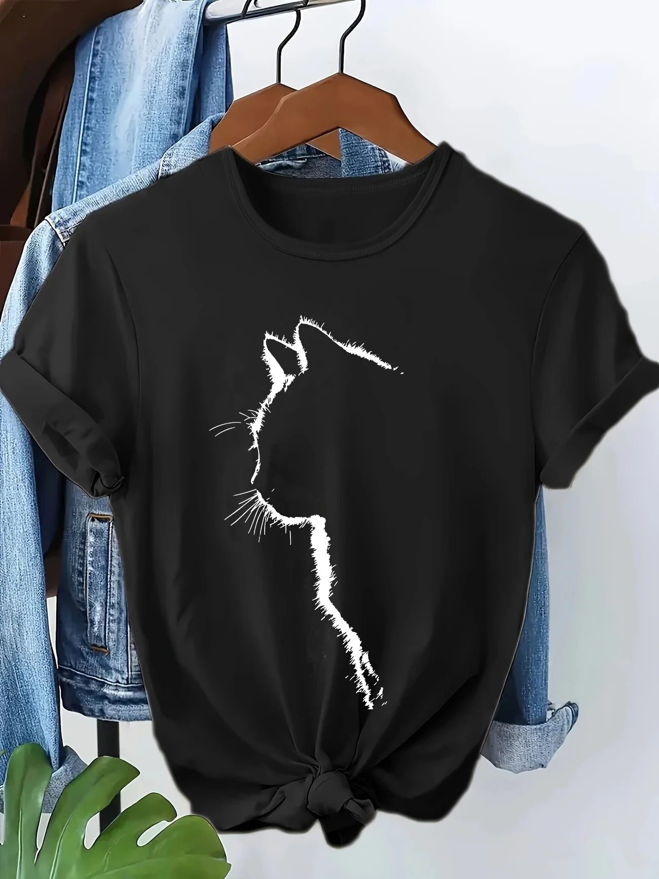 Kawaii Cat Print Fashion T-shirt Vintage Women's Casual Graphic Short Sleeve T Shirt Clothing Summer Spring Top Tee