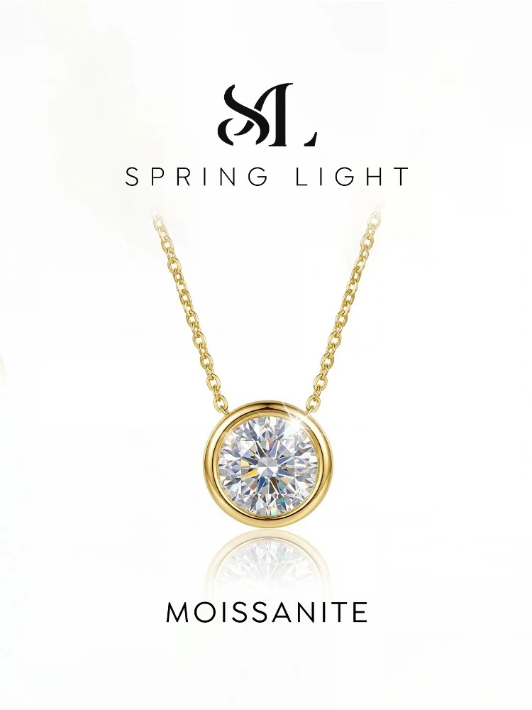 Personalized 1ct Moissanite Necklace for Woman Round Diamond Pendant Engagement Wedding Party Jewely New