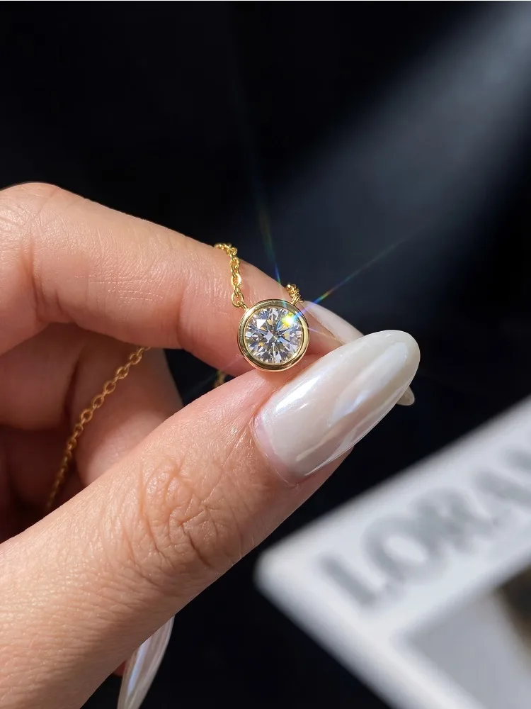 Personalized 1ct Moissanite Necklace for Woman Round Diamond Pendant Engagement Wedding Party Jewely New