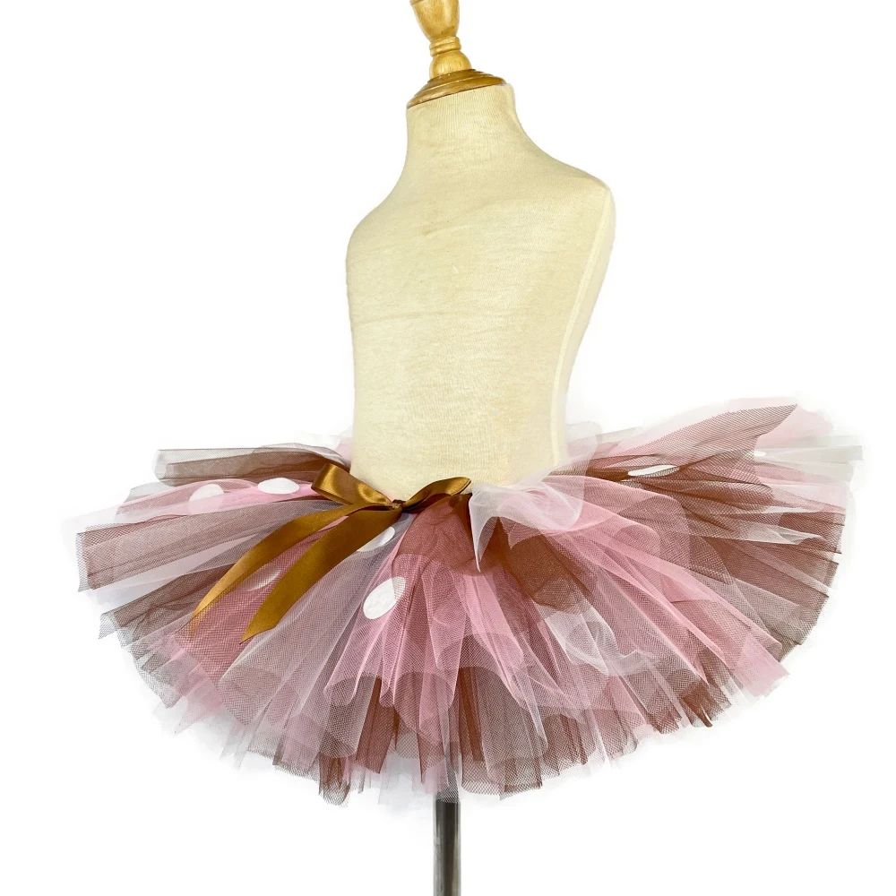 Cute Girls Deer Tutu Skirts Kids Tulle Pettiskirts with White Dots Hairbow Set Kid Halloween Reindeer Costumes Christmas Clothes