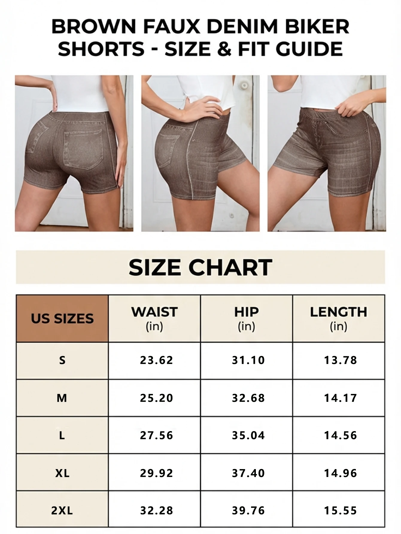 Women's High Waist Yoga Shorts Butt Lifting Fitness Workout Running Shorts Summer Slim Denim Look Casual Sports Shorts