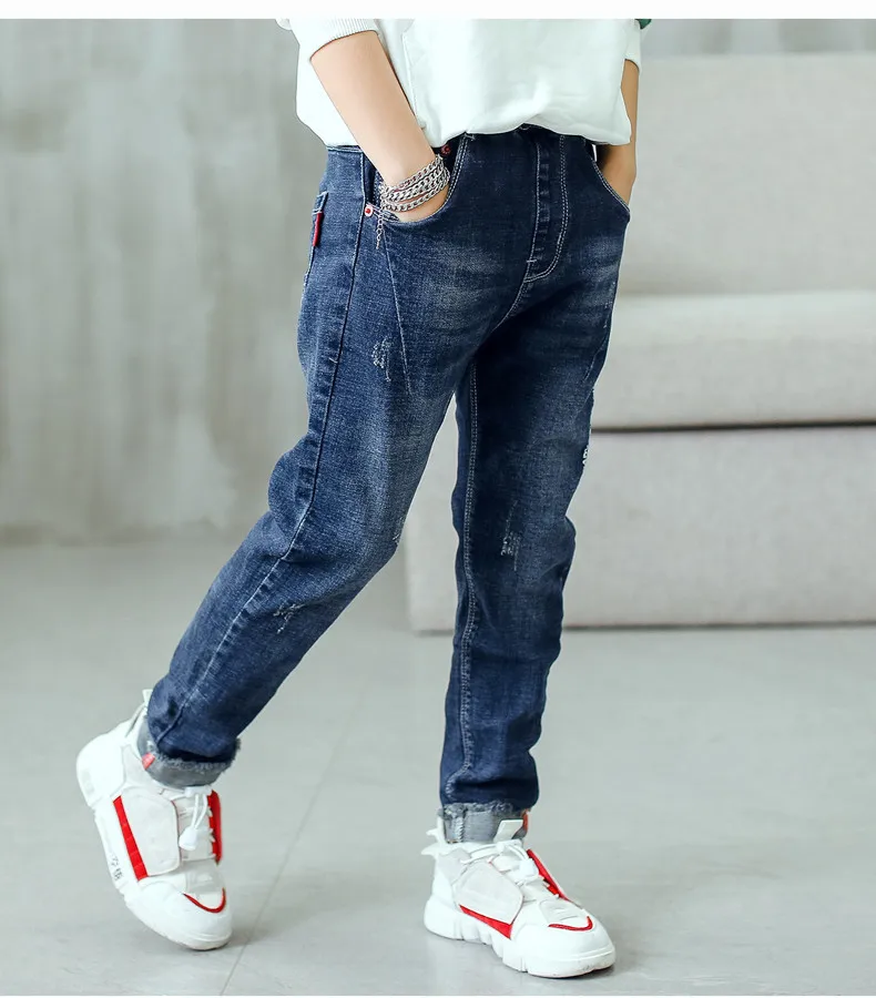 3-12 Years Spring Autumn Boys Jeans Letter M Slim Fit Style Casual Long Trousers For Kids Handsome Children Birthday Present