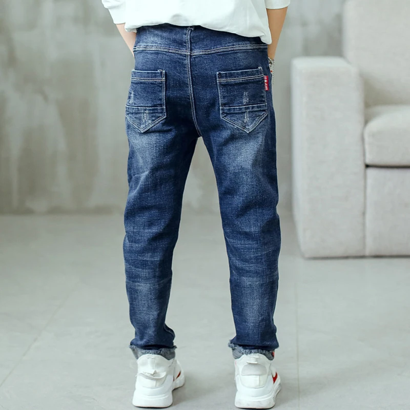 3-12 Years Spring Autumn Boys Jeans Letter M Slim Fit Style Casual Long Trousers For Kids Handsome Children Birthday Present